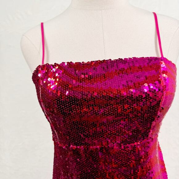NWT Zara Womens Striped Sequin Dress Pink Red Mini Blogger Fave Cocktail Size S - Picture 4 of 16
